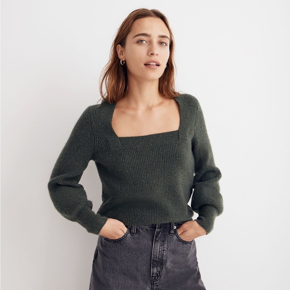 Madewell Sweaters - Madewell Melwood Square-Neck Pullover Sweater - Heather Fatigue - Small NWT